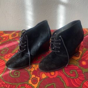 Franco Sarto Weston Wedge Heel Bootie in Black Suede Size 9.5